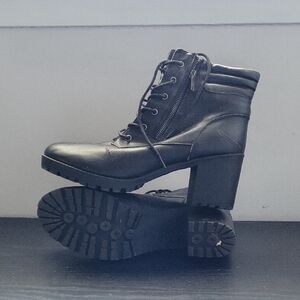 Women’s US13 Black Lace-Up Ankle Boots with Zipper 90s